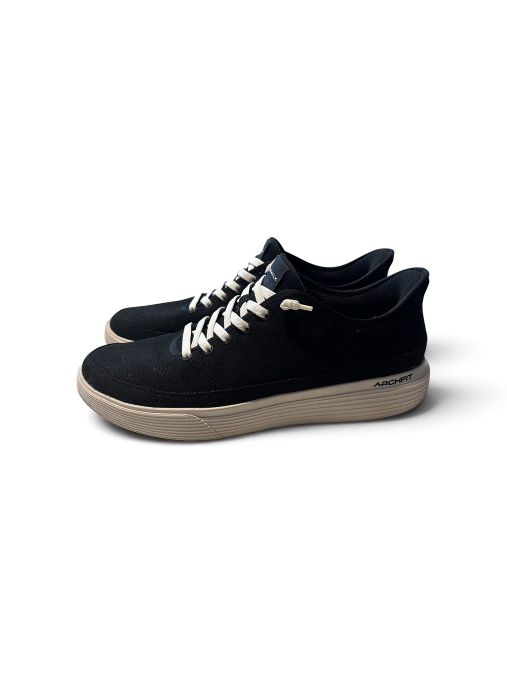 Skechers Black Canvas Low-Top Sneakers with Cream Sole
